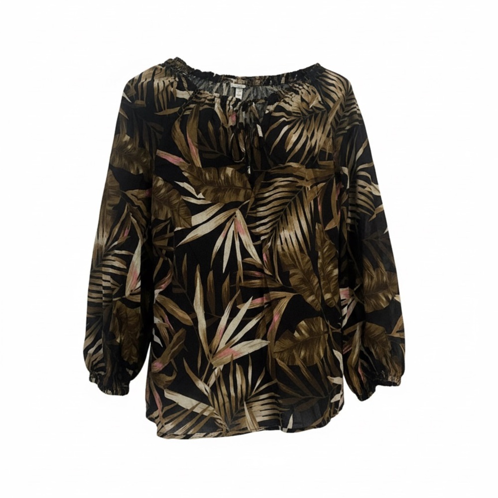 Women's Tropical Beach Summer Print Off-Shoulder Top 100% Cotton Blouse